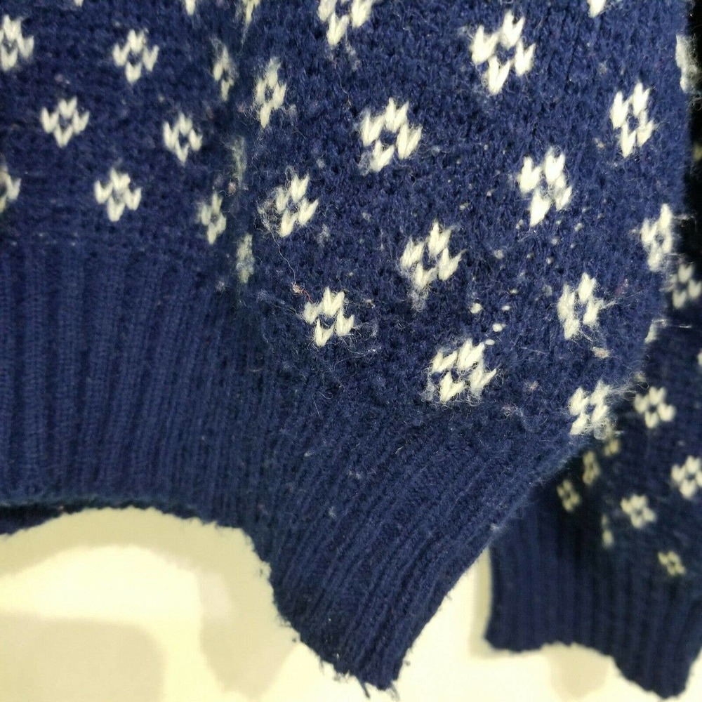 Men’s Size L Puritan Blue Reindeer / Moose Acrylic Sweater Trees Vintage Design - Picture 12 of 12